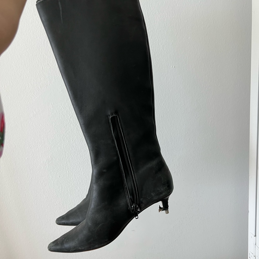 Saks 5th Avenue Below Knee Kitten Heel Boots